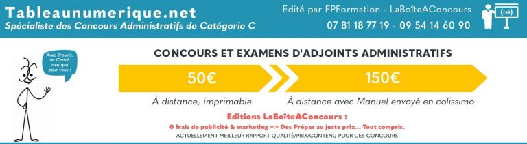 Sujet Concours Adjoint Administratif Principal 2ème Classe Tableau Numérique